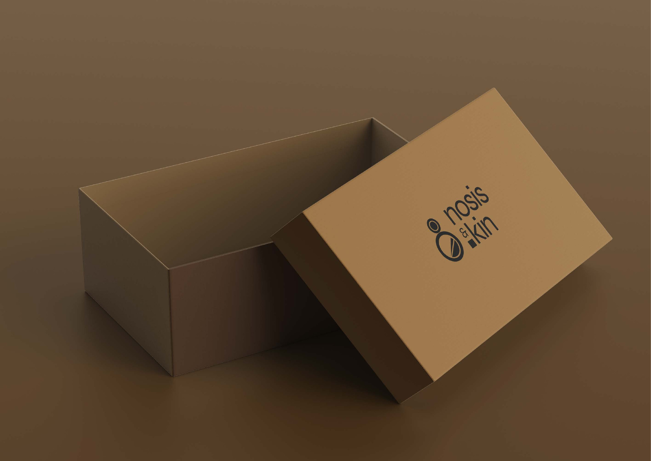 Nosis and Kin kraft box prepared for wrapping